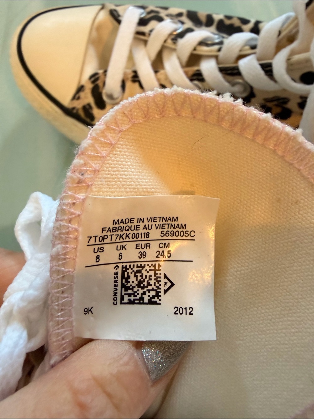 Converse Platform High-Top Sneakers in White with Black Leopard Print - NEW size - Picture 5 of 6